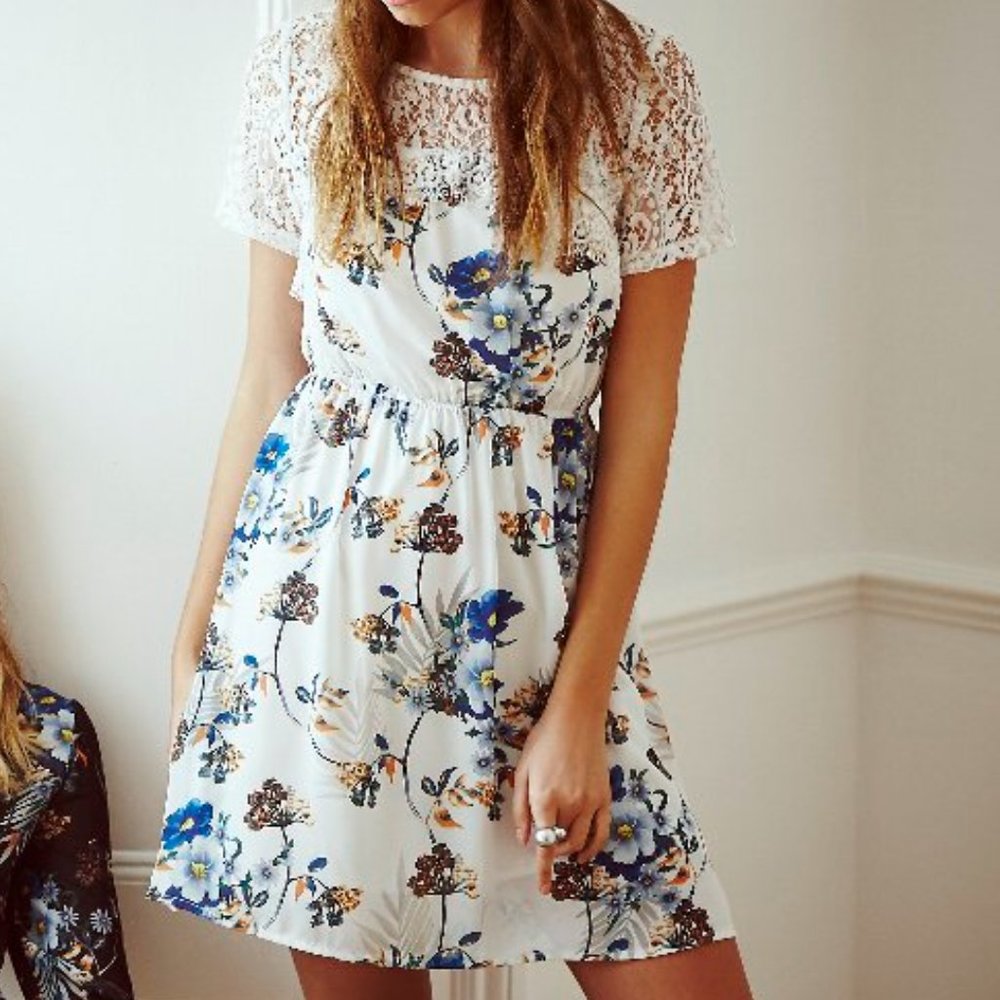 NWT AngelEye London Floral Lace Yoke Party Dress Available S and L